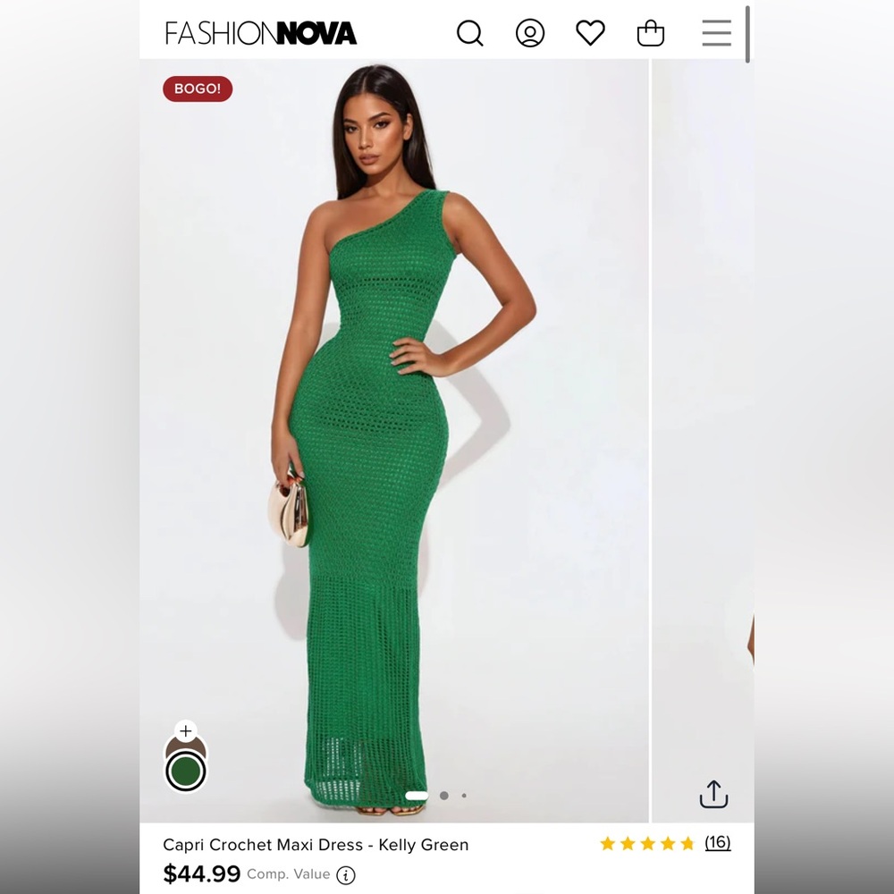 Fashion Nova Capri Crotchet Maxi Dress - Kelly Green